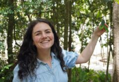 Dr Kristy Stevenson in the field assessing land clearing. Image: QUT