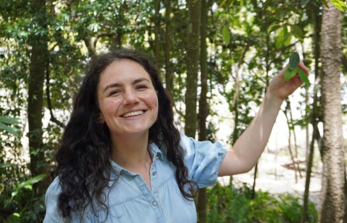 Dr Kristy Stevenson in the field assessing land clearing. Image: QUT