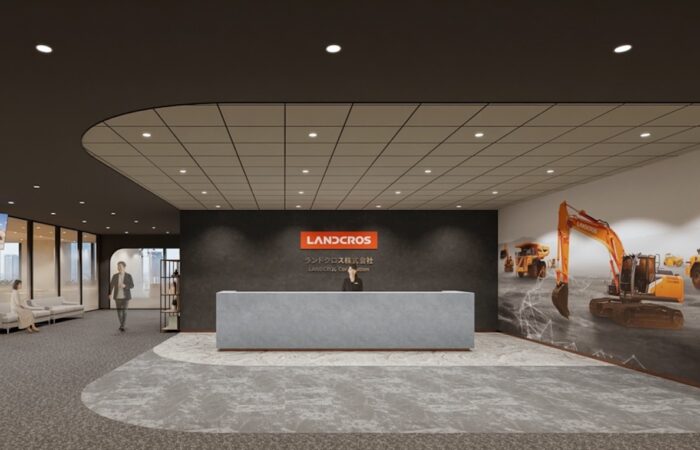 The reception area will provide environments that openly encourage co-creation such as a space for introducing the products and solutions of the Hitachi Construction Machinery Group and communication areas available for use by both internal and external stakeholders. Image: Hitachi Construction Machinery