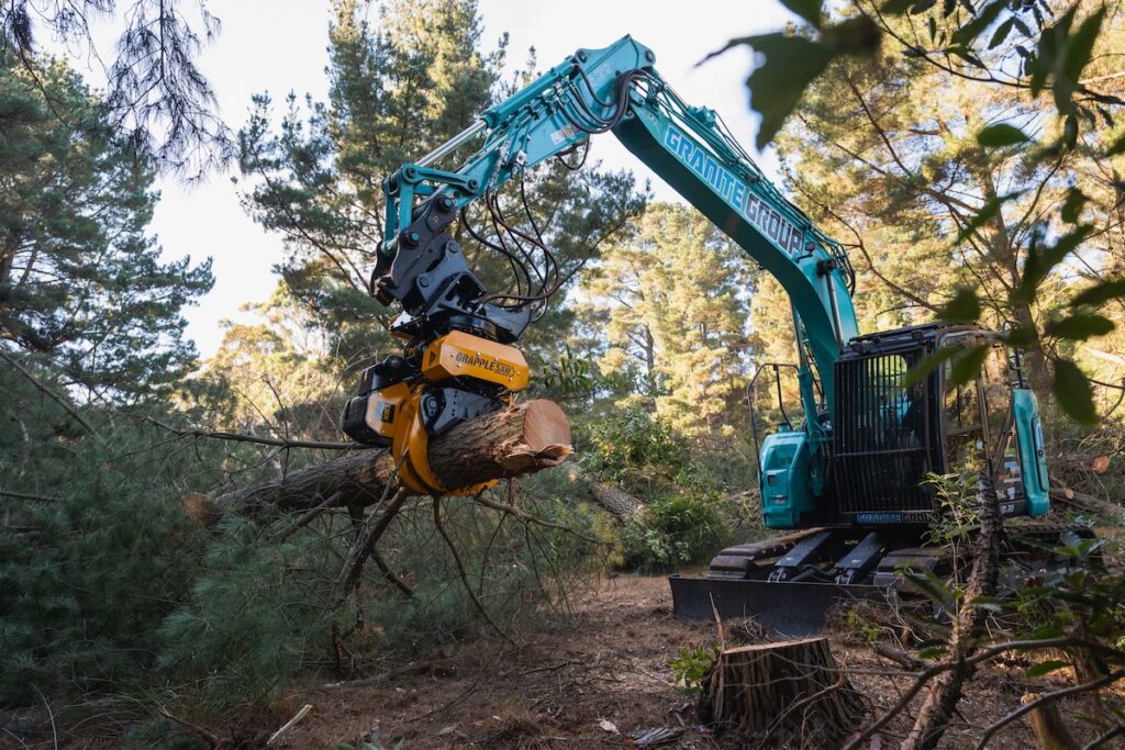 Granite Group had a high opinion of the TMK Grapple Saw after a couple of weeks working it on jobsites. Image: Forest Centre