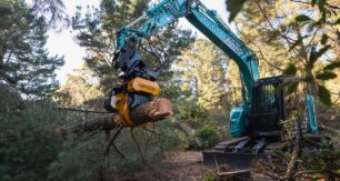 Granite Group had a high opinion of the TMK Grapple Saw after a couple of weeks working it on jobsites. Image: Forest Centre